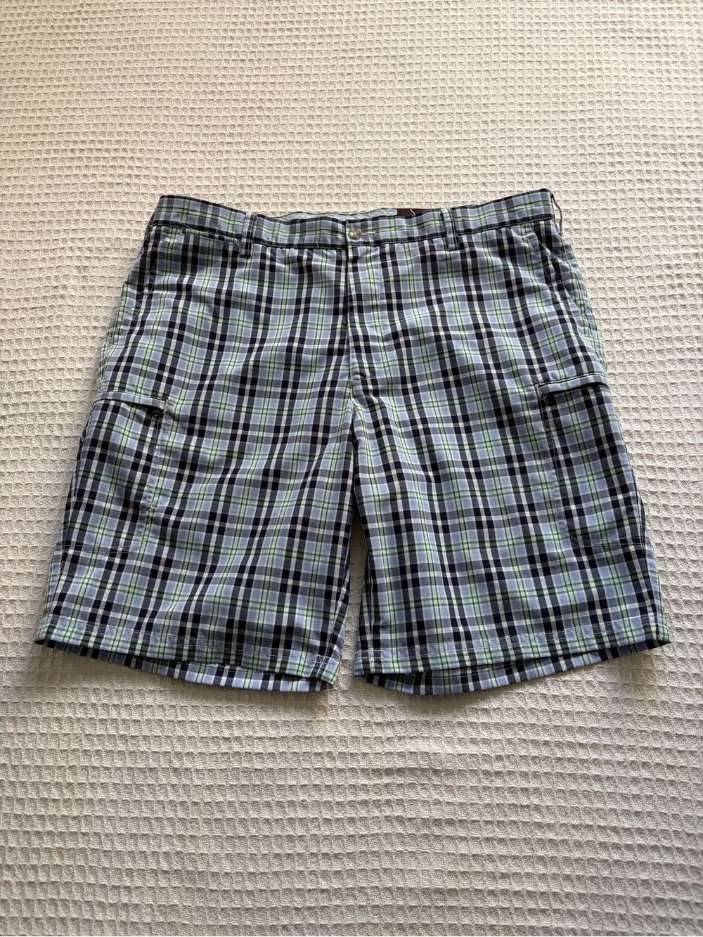 Men's Black Brown 1826 Blue, Green & White Plaid Golf Shorts Size 38